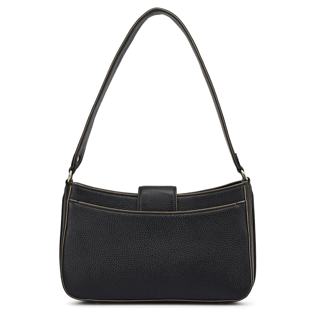 Small Wax Leather Baguette - Black