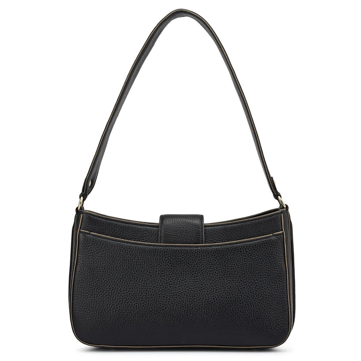 Small Wax Leather Baguette - Black