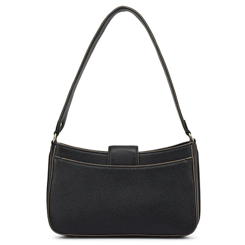Small Wax Leather Baguette - Black