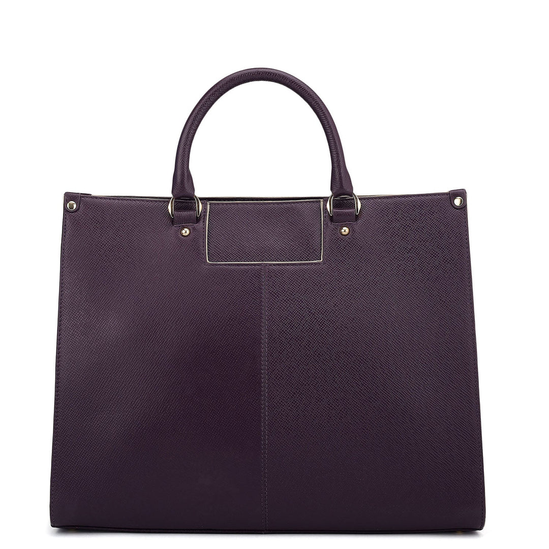 Large Franzy Leather Book Tote - Grapevine