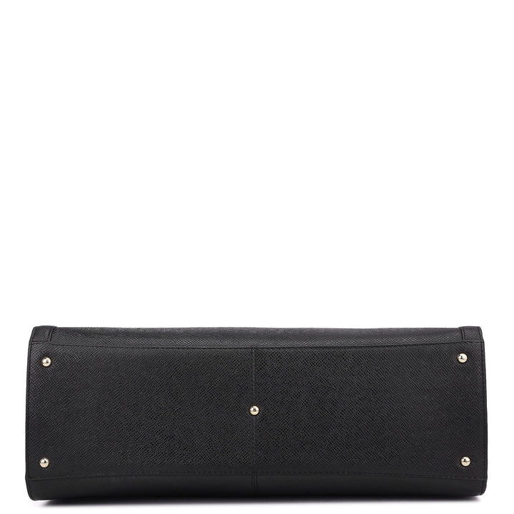 Large Franzy Leather Book Tote - Black