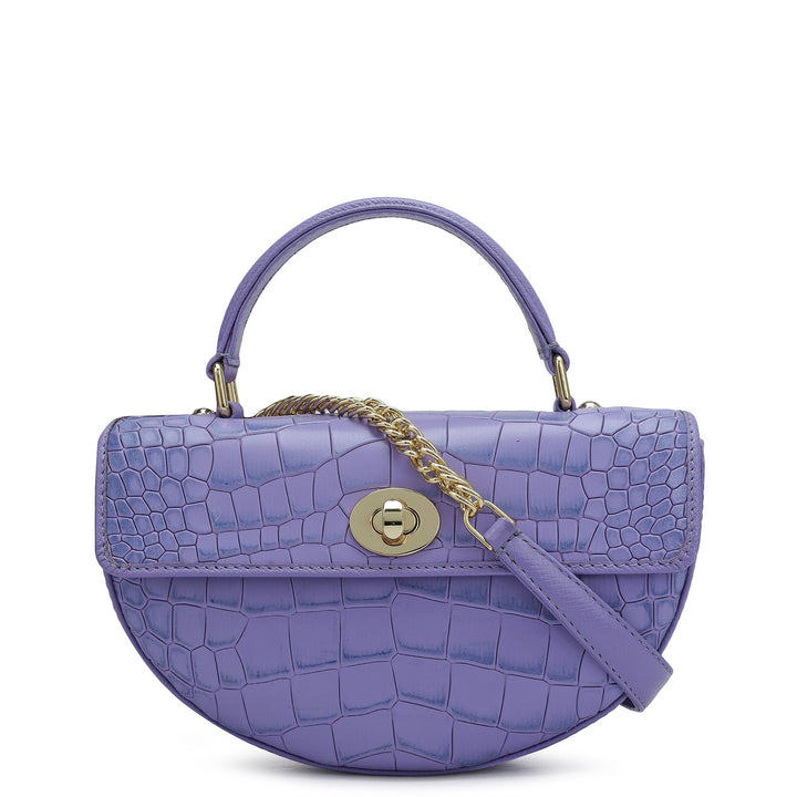 Small Croco Leather Satchel - Purple Haze