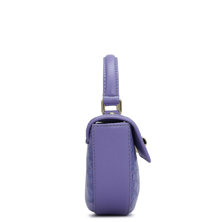 Small Croco Leather Satchel - Purple Haze