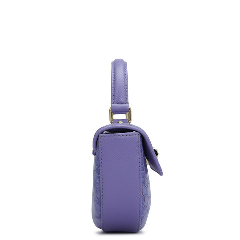 Small Croco Leather Satchel - Purple Haze