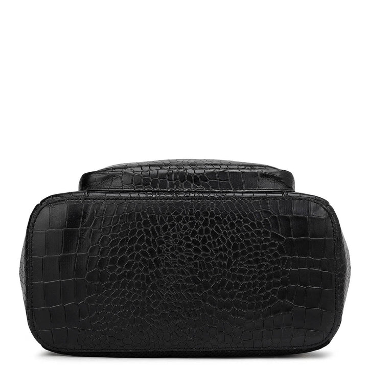 Croco Leather Backpack - Black