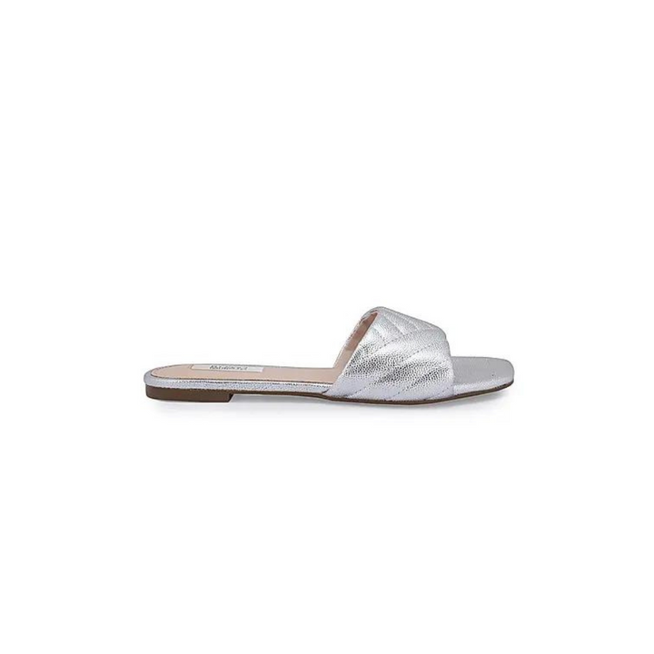 Silver Faux Leather Sliders