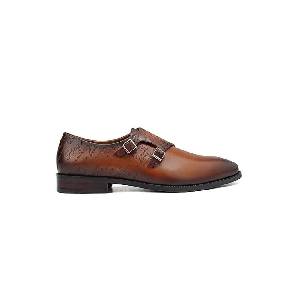 Tan Signato Leather Monk Straps