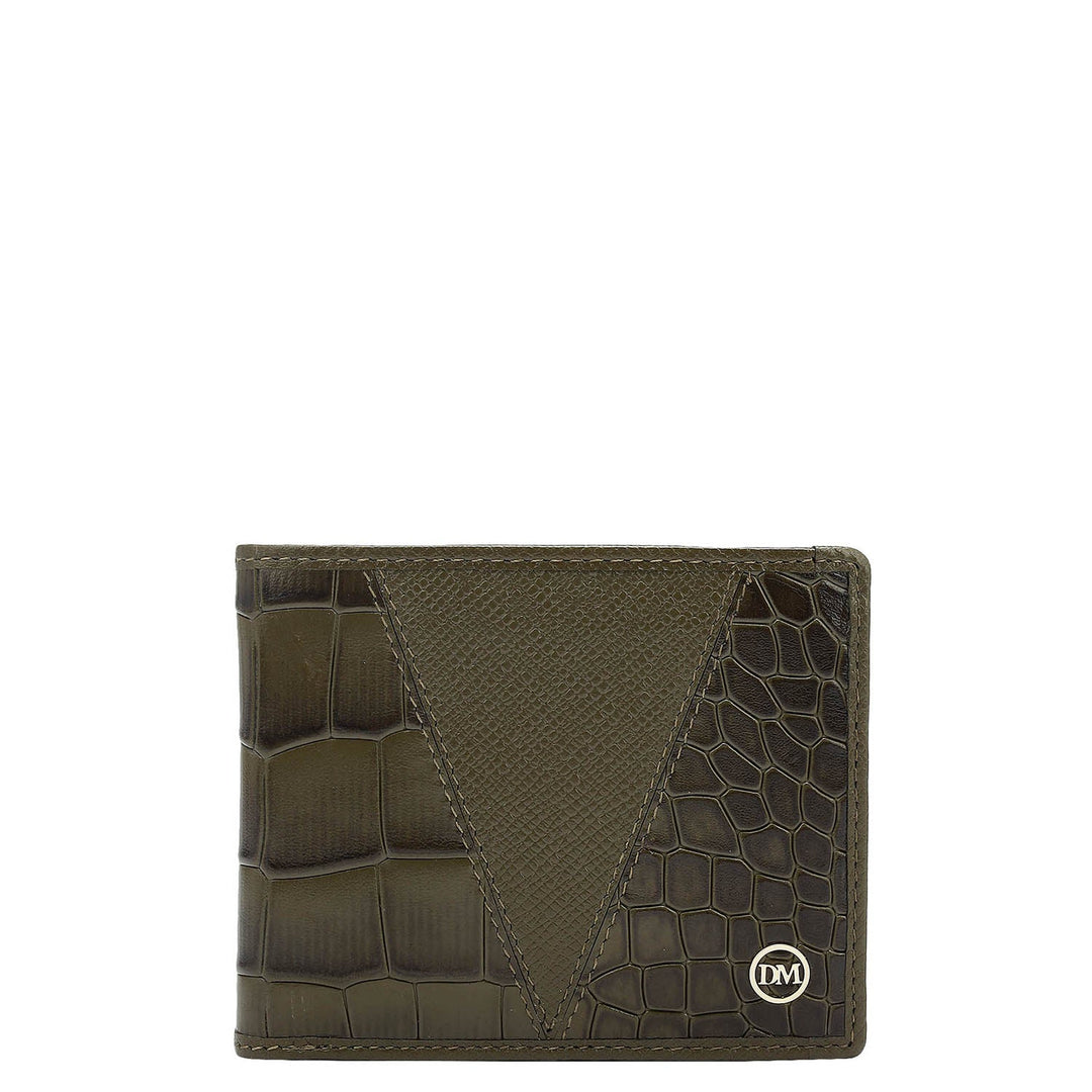 Military Green Bifold Leather Mens Wallet