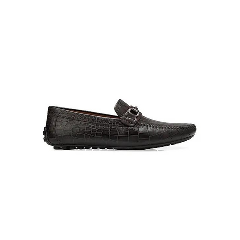 Coffee Croco Textured Moccasins