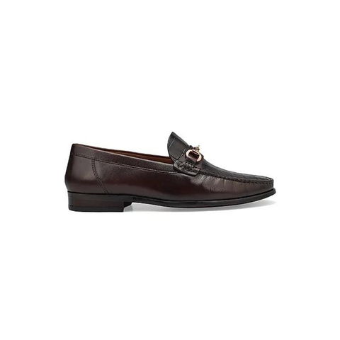 Coffee Croco Textured Loafers