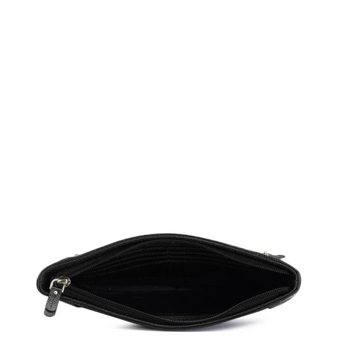 Small Croco Leather Clutch - Black