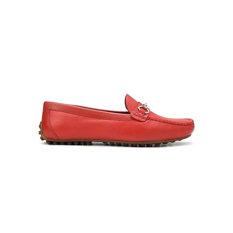 Red Leather Moccasins With Buckle