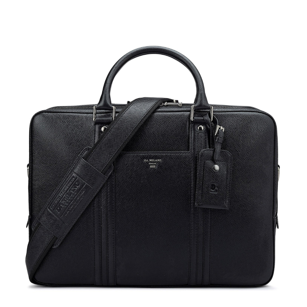 Franzy Leather Laptop Bag - Black