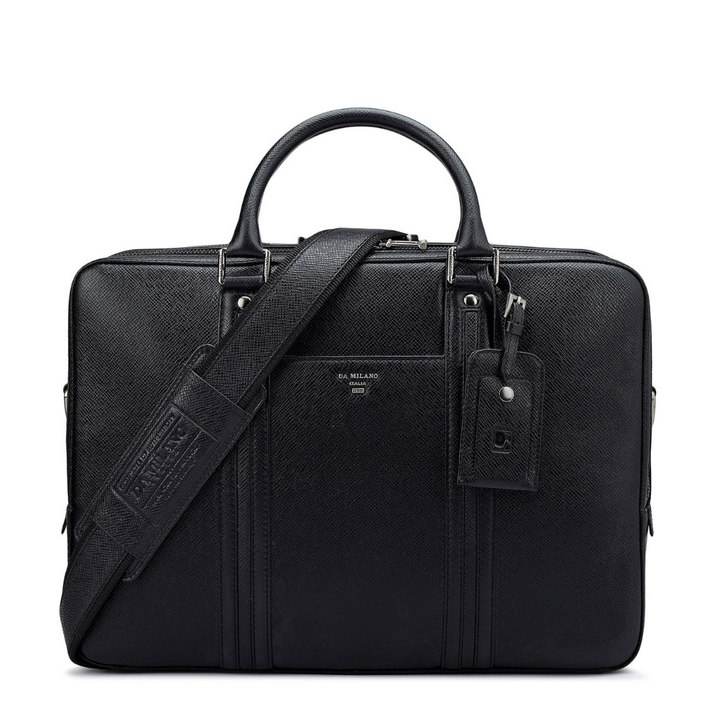 Franzy Leather Laptop Bag - Black