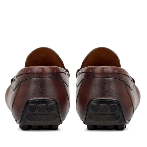 Brown Mat Textured Moccasins With Tassels