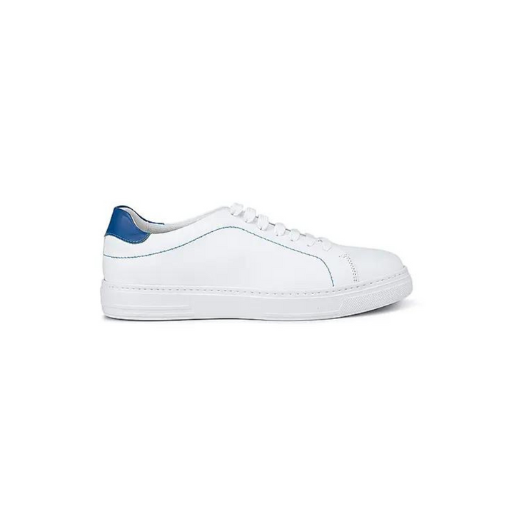 White and Blue Leather Sneakers