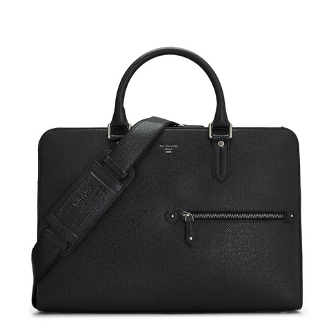 Franzy Leather Laptop Bag - Black