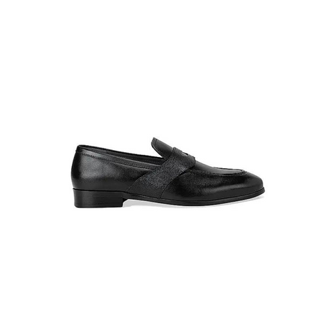 Black Leather Panel Loafers