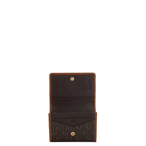 Monogram Leather Card Case - Chocolate