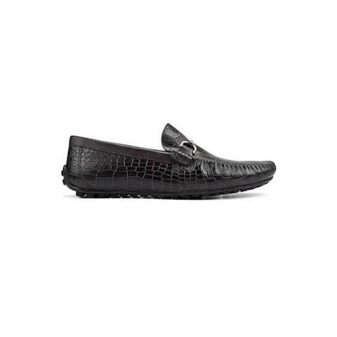 Coffee Croco Textured Moccasins