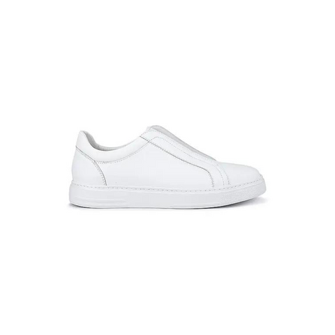 White Slip-on Leather Sneakers