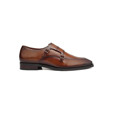 Tan Plain Leather Monk Straps