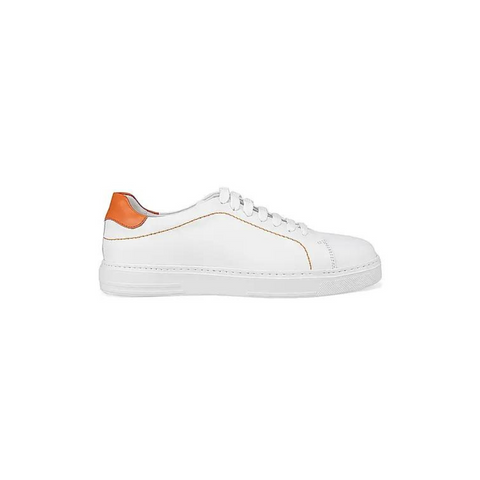 White and Orange Leather Sneakers