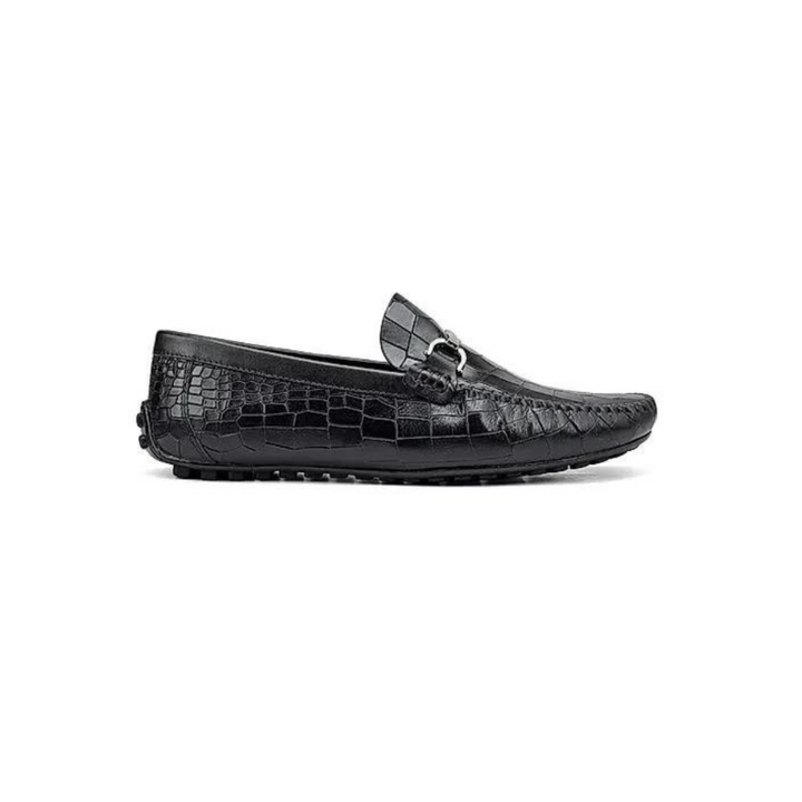 Black Croco Textured Moccasins