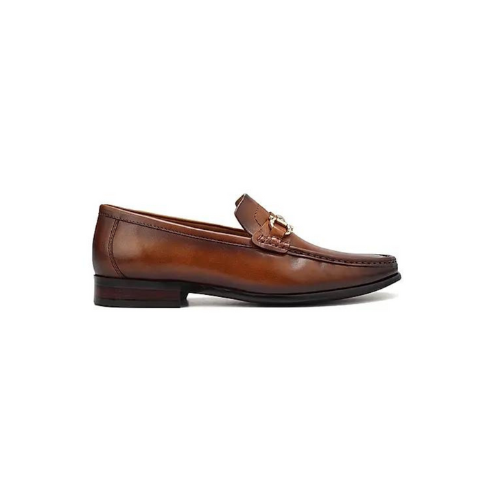 Tan Leather Loafers With Buckle