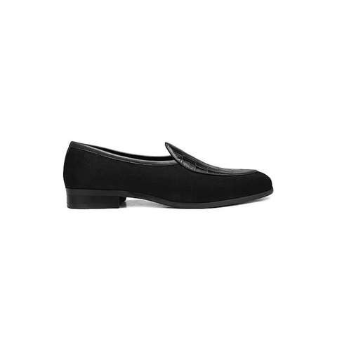 Black Croco Textured Loafers