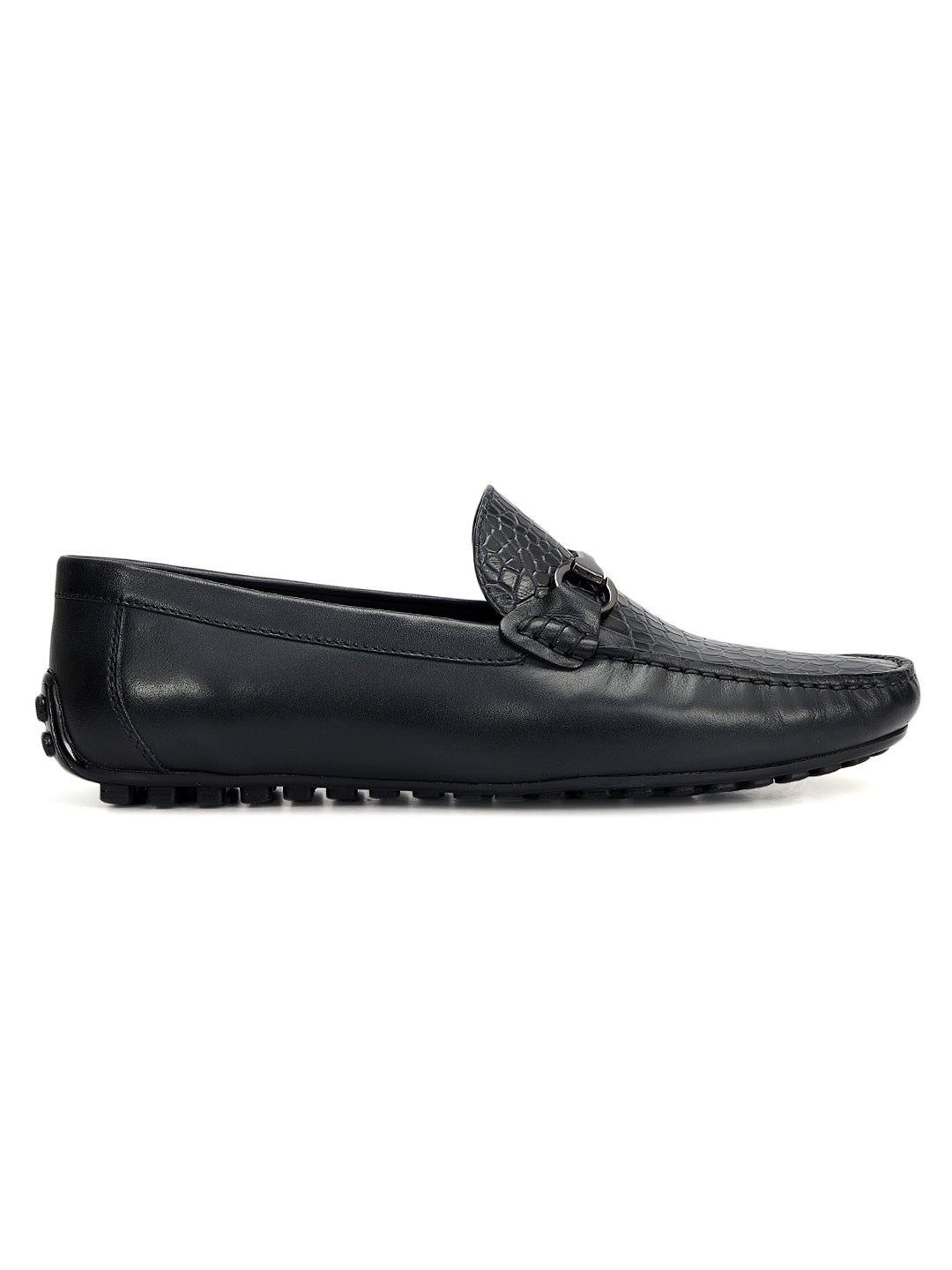 Blue Croco Textured Moccasins
