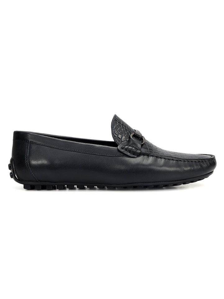Blue Croco Textured Moccasins