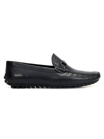 Blue Croco Textured Moccasins