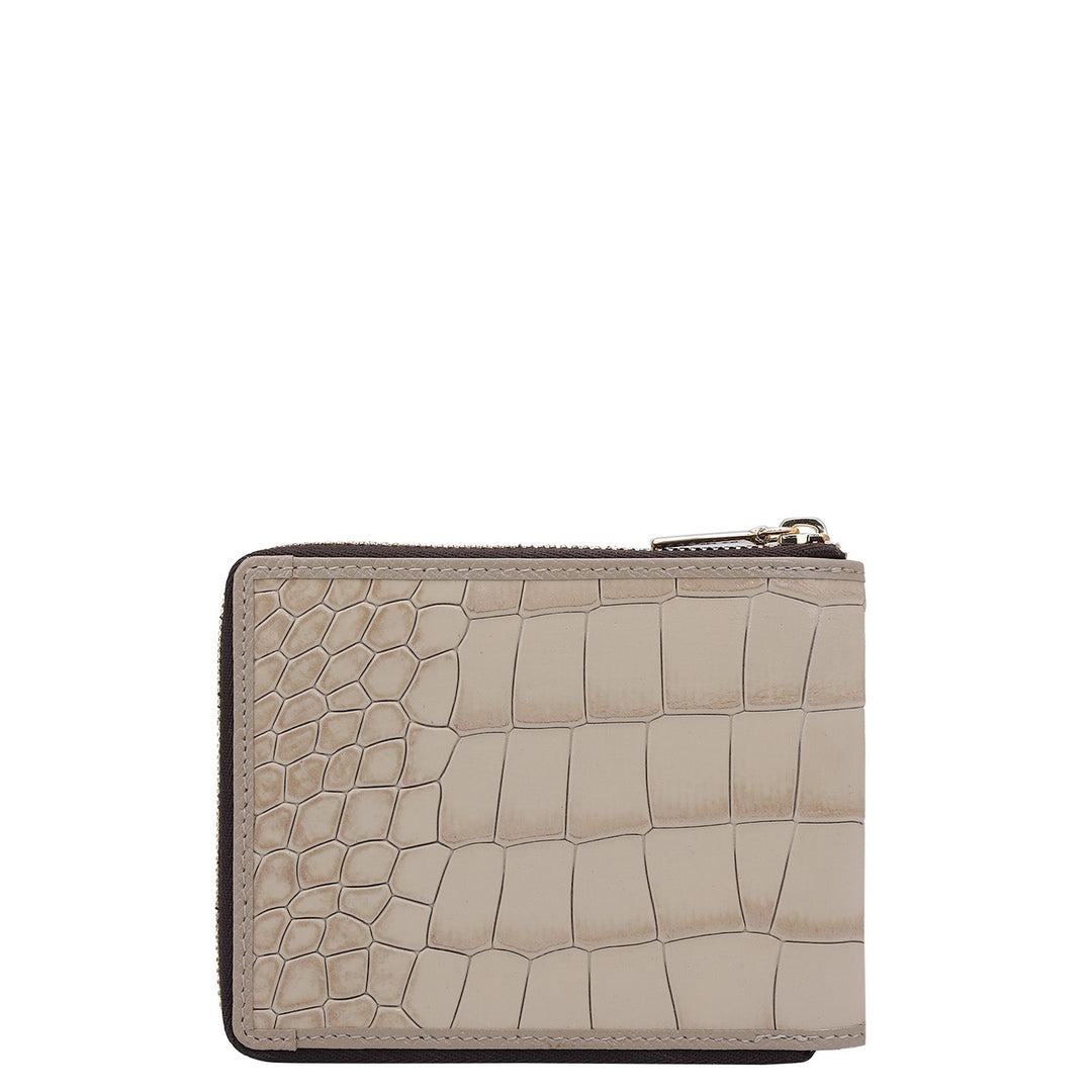 Croco Leather Ladies Wallet - Frost