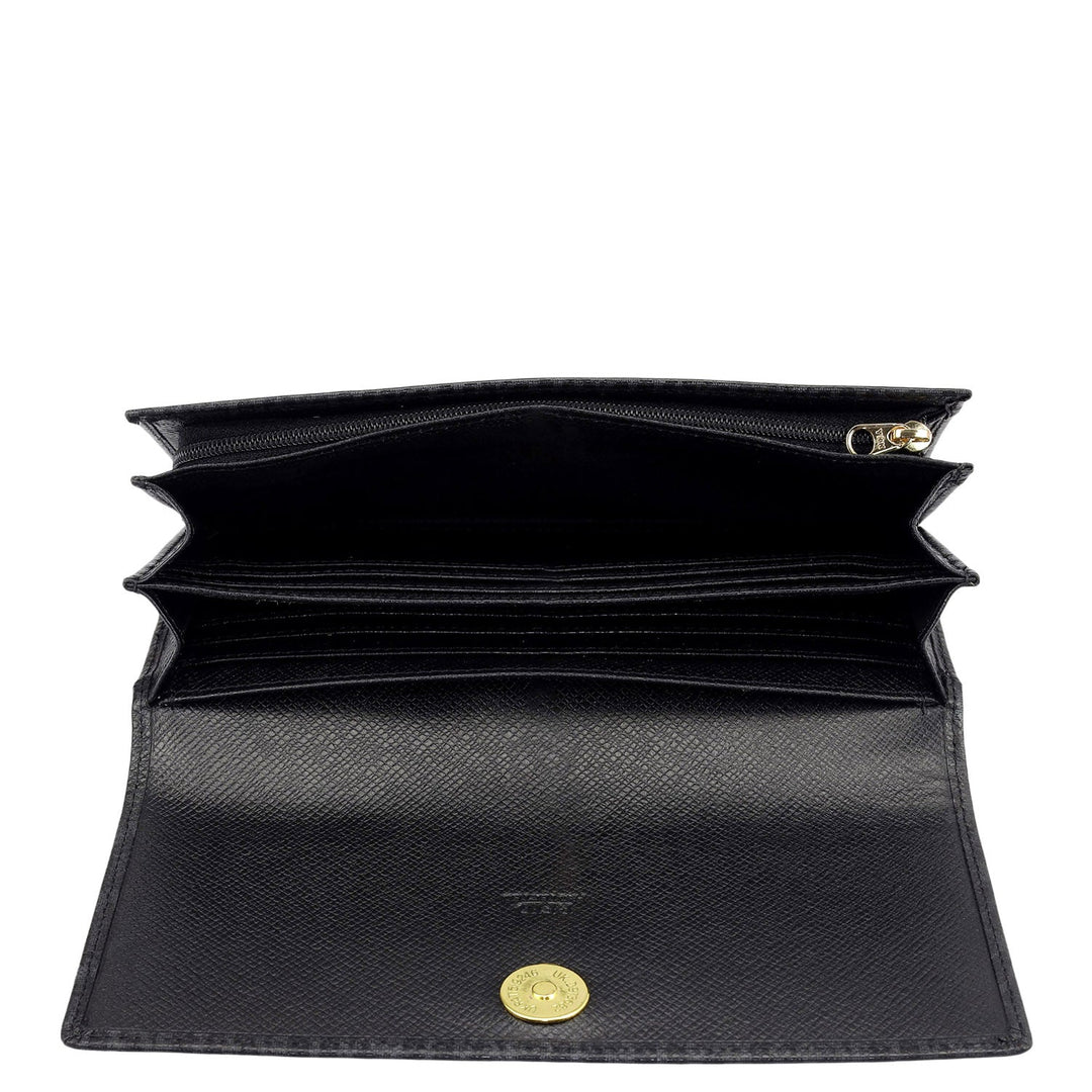 Monogram Leather Ladies Wallet - Black