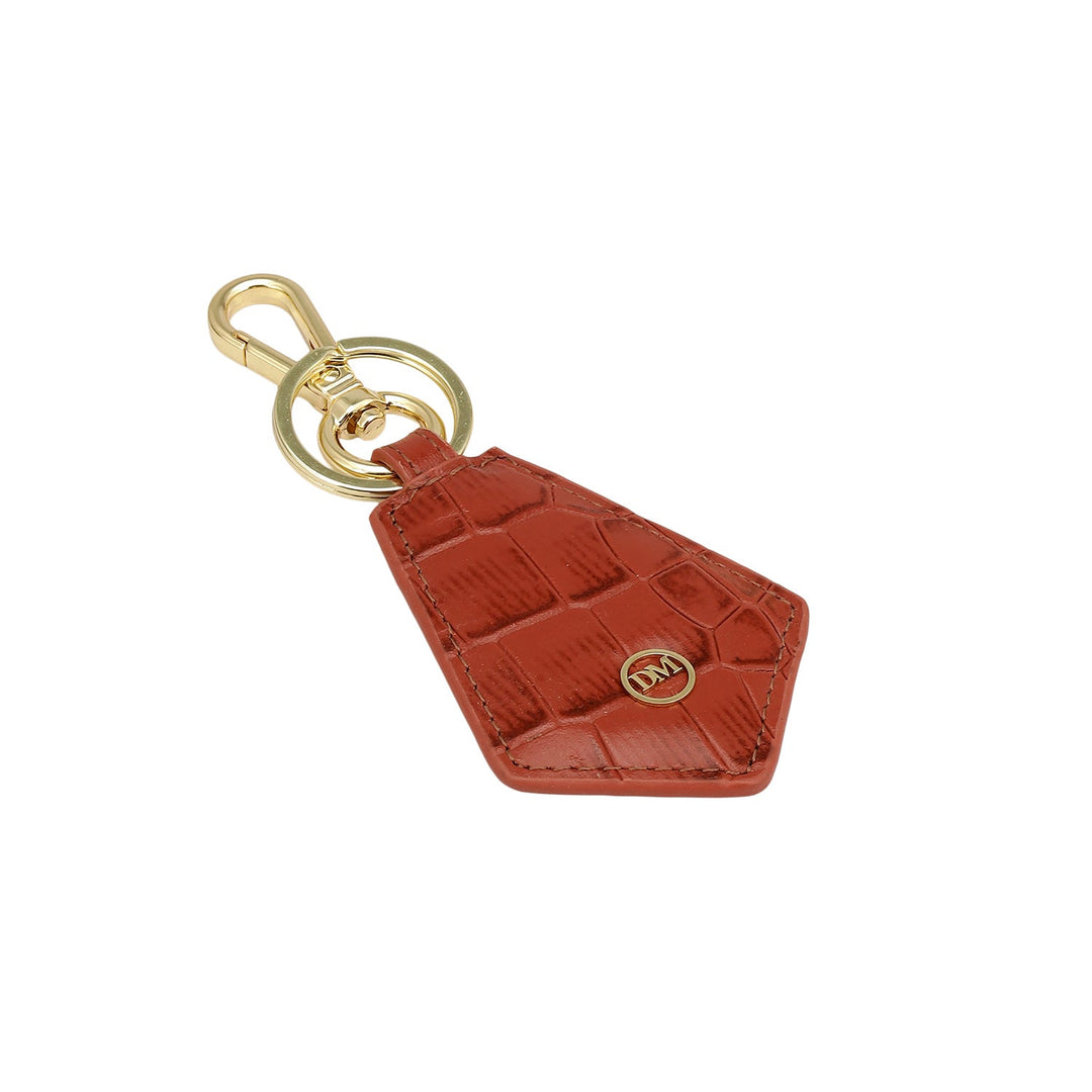 Croco Leather Key Chain - Brick