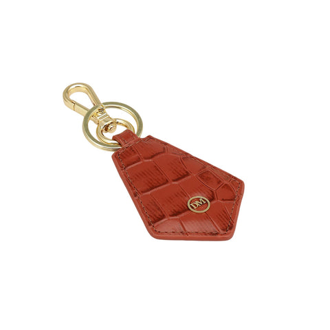 Croco Leather Key Chain - Brick