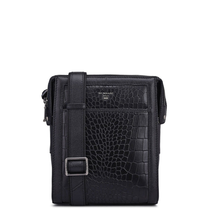 Croco Franzy Leather Men Sling - Black