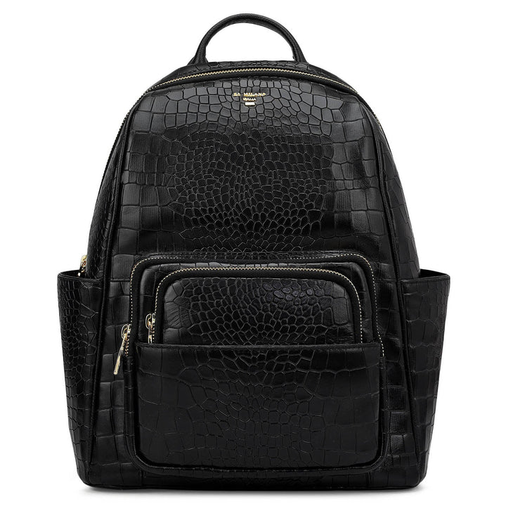 Croco Leather Backpack - Black