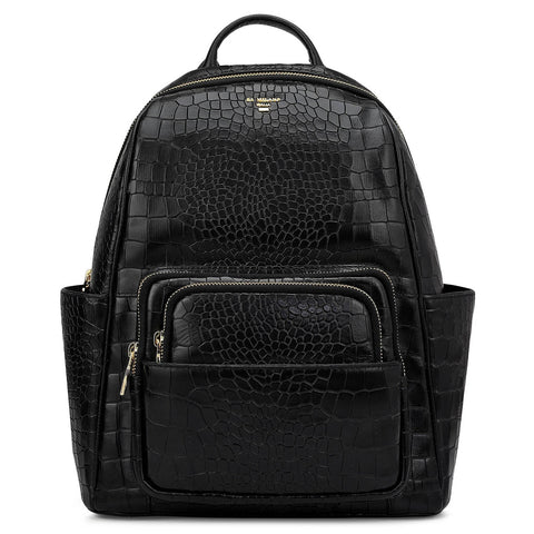 Croco Leather Backpack - Black