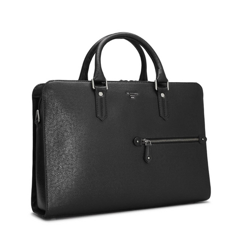 Franzy Leather Laptop Bag - Black