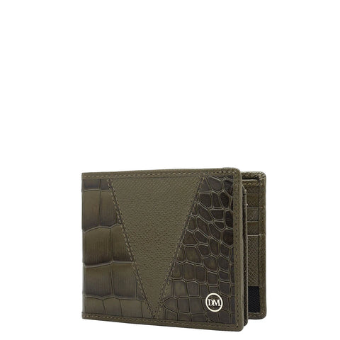 Military Green Bifold Leather Mens Wallet