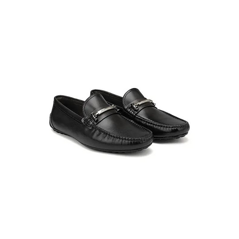 Black Moccasins With Metal Buckle