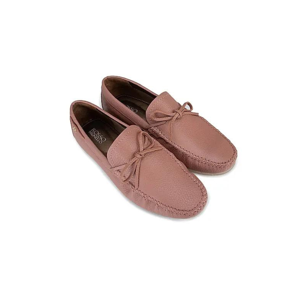 Pink Leather Bow Moccasins