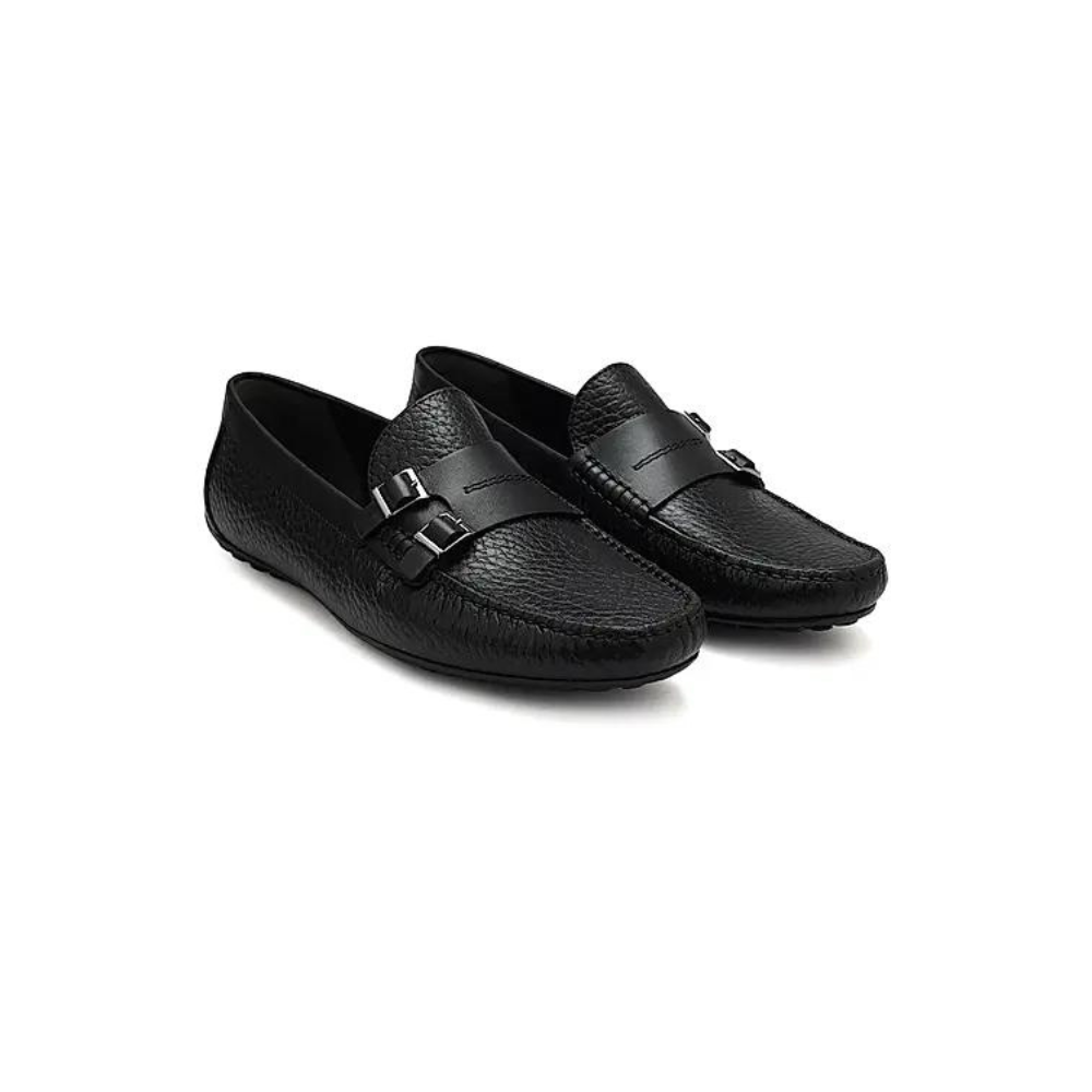 Black Monk Strap Style Moccasins