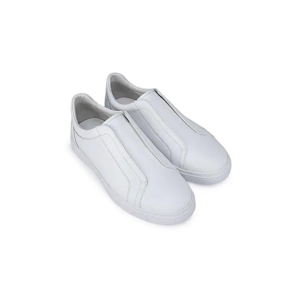 White Slip-on Leather Sneakers