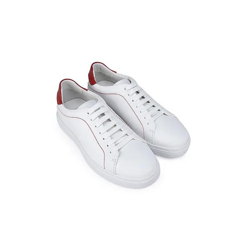 White and Red Leather Sneakers