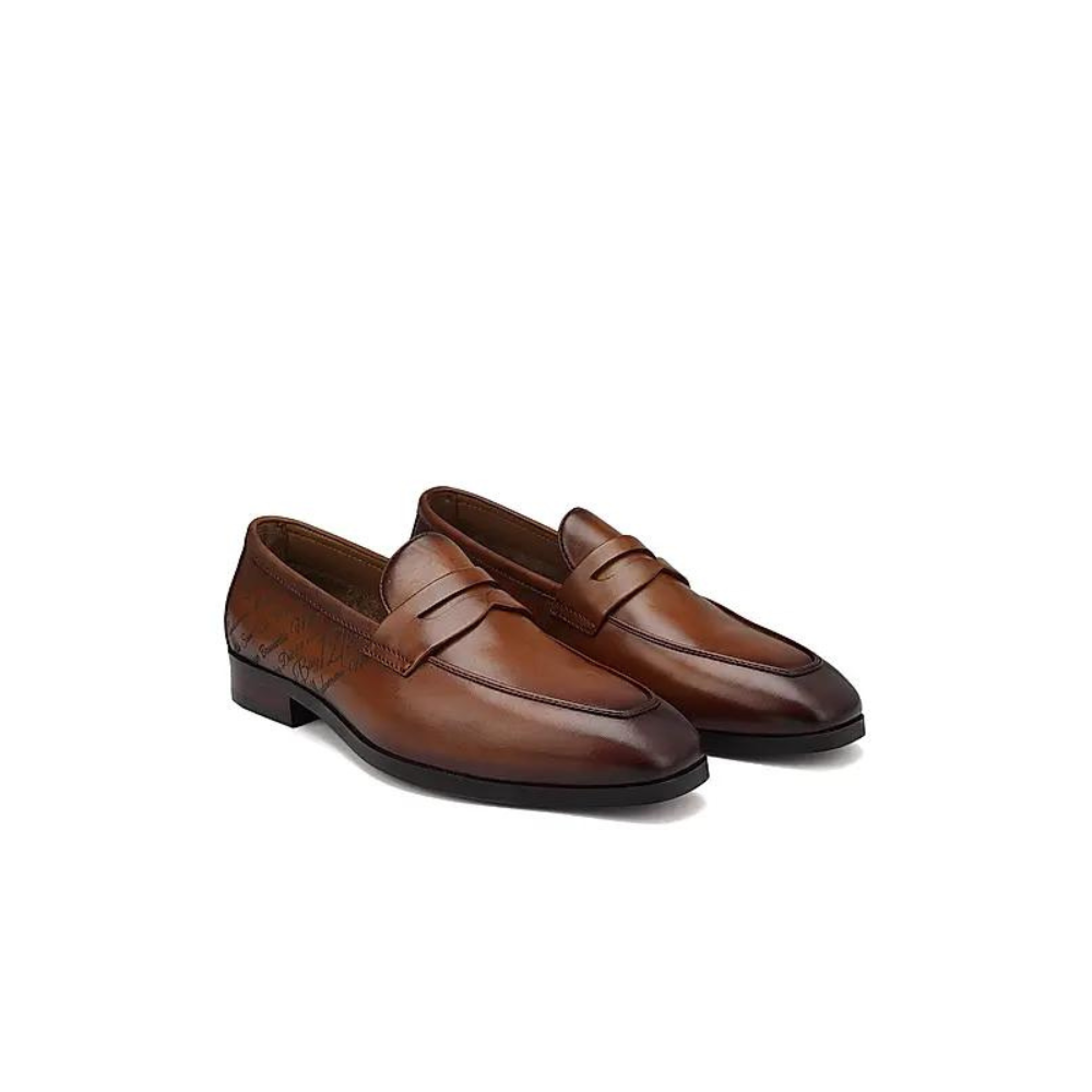 Tan Signato Leather Loafers