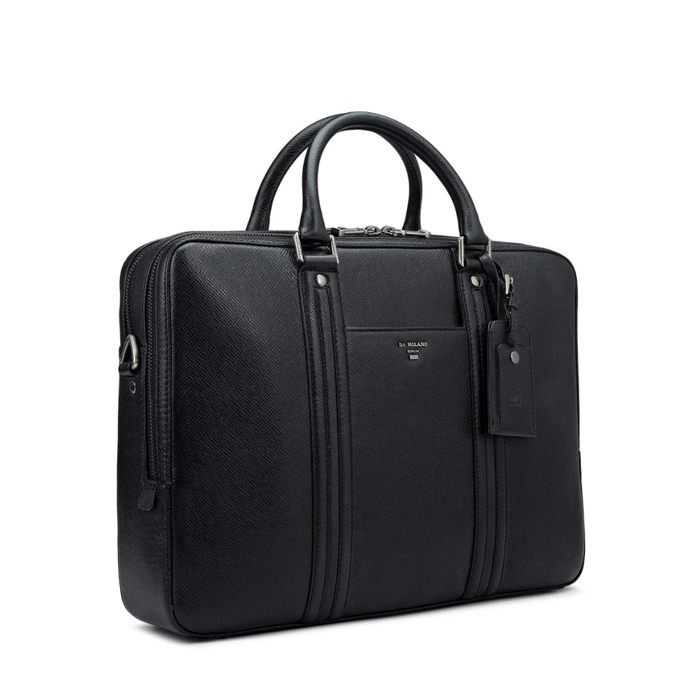 Franzy Leather Laptop Bag - Black