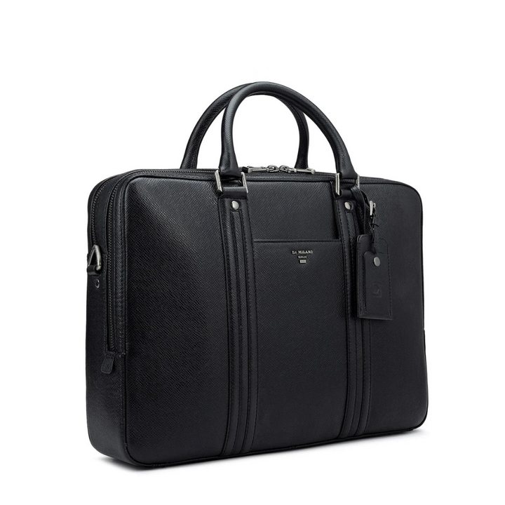 Franzy Leather Laptop Bag - Black